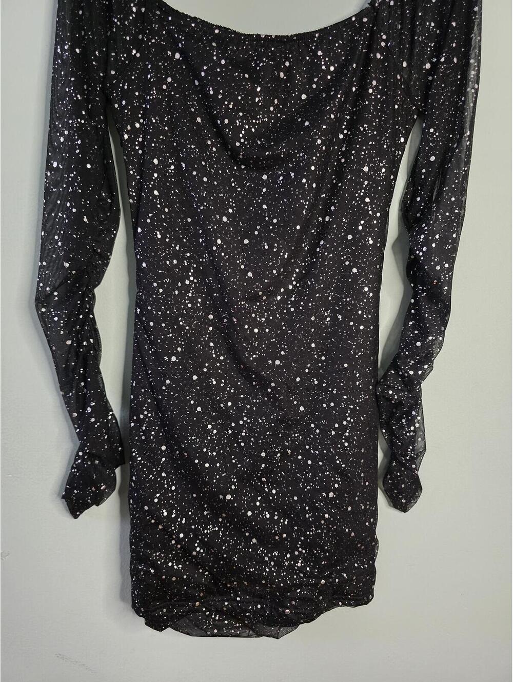 Mxrag Women's Black Sparkle Long Sleeve Bodycon Mini Dress,chic,ellegant Size S - Picture 9 of 16